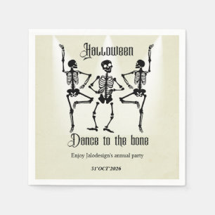 Serviette En Papier Fête d'Halloween squelette noir dansant drôle