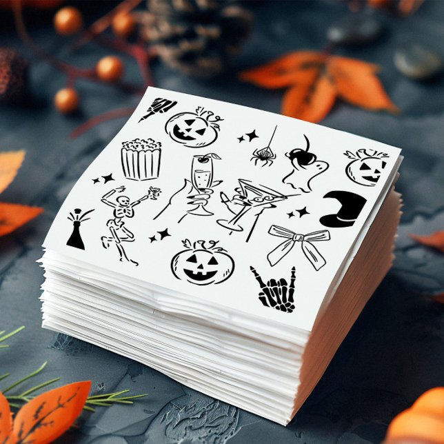 Serviette En Papier Fête d'Halloween tirée à la main (Créateur téléchargé)