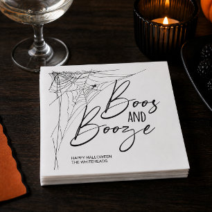 Serviette En Papier Fête d'Halloween Toile d'Araignée Boos and Booze