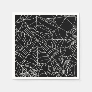 Serviette En Papier Fête d'Halloween Toiles d'araignée noir et blanc