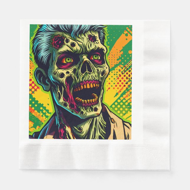 Serviette En Papier Fête d'Halloween Zombie Effrayante (Devant)