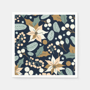 Serviette En Papier Fête d'hiver arrière - plan noir Poinsettia