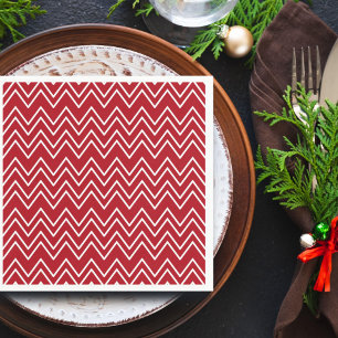 Serviette En Papier Fête d'hiver rouge blanc