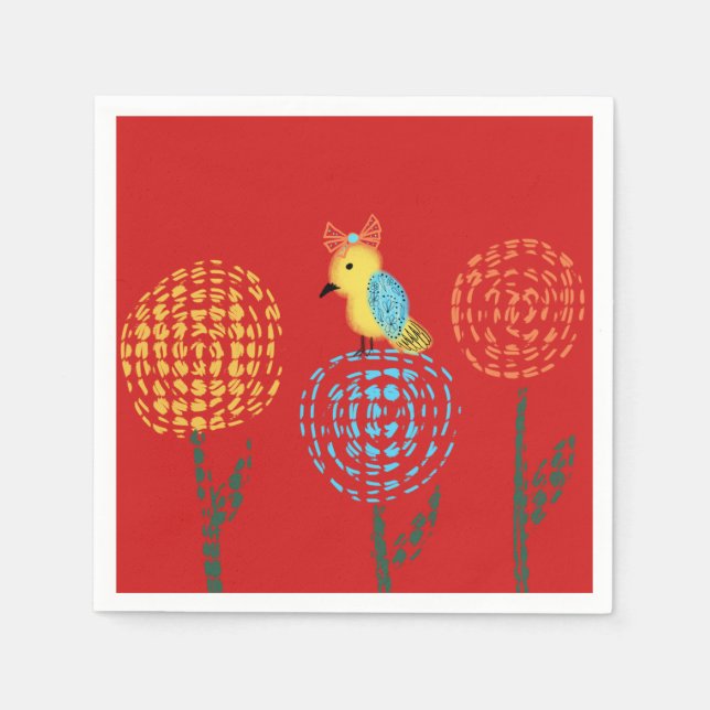 Serviette En Papier Fête d'oiseaux de jardin (Devant)