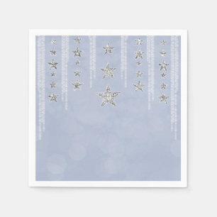Serviette En Papier Fête Douce 16 ans Bleu Bébé et Paillettes Argentée