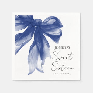 Serviette En Papier Fête douce 16 ans écriture coquette Navy Bow