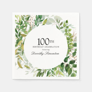 Serviette En Papier Fête du 100e anniversaire Moderne Botanique Verte