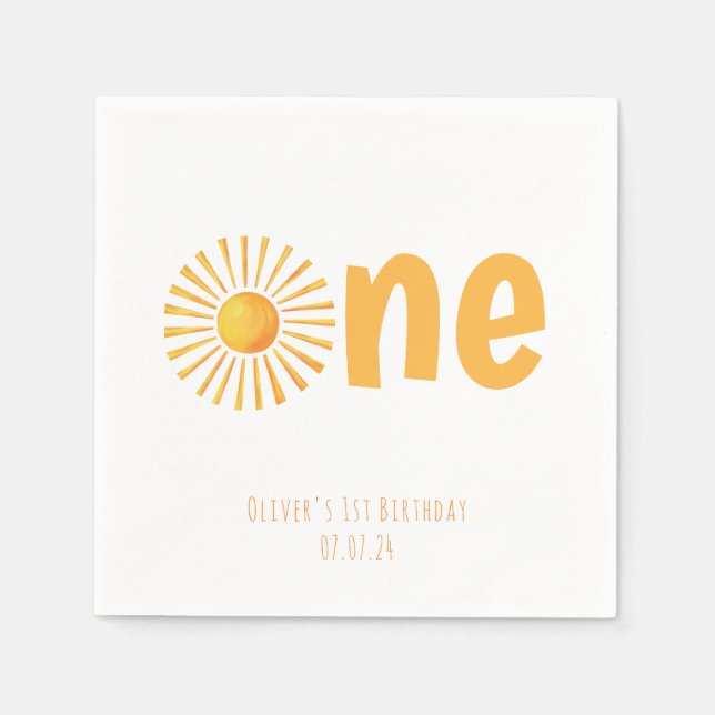 Serviette En Papier Fête du 1er anniversaire Sunshine (Devant)