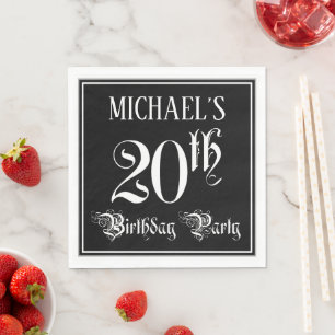 Serviette En Papier Fête du 20e anniversaire — Script fantaisie + N