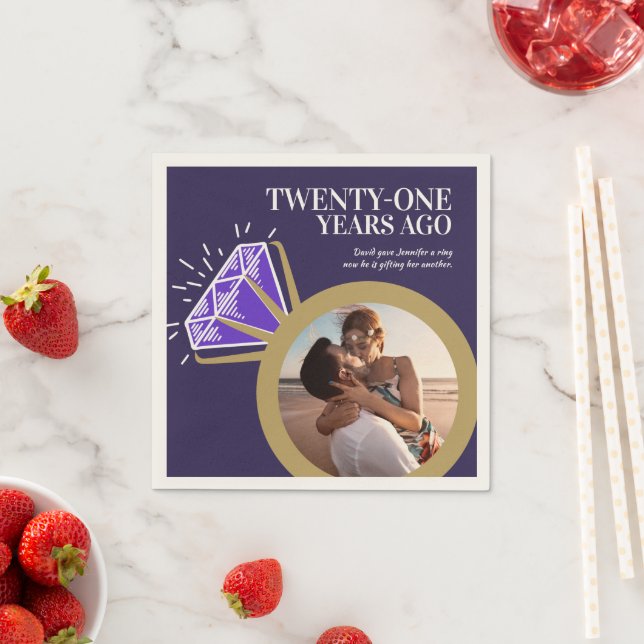 Serviette En Papier fête du 21e anniversaire Iolite bague violet photo (En situation)