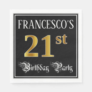 Serviette En Papier Fête du 21e anniversaire — Script fantaisie, Faux
