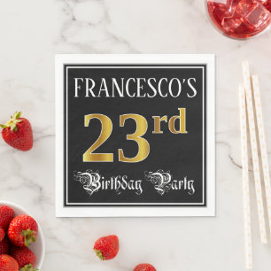 Serviette En Papier Fête du 23e anniversaire — Script fantaisie, Faux