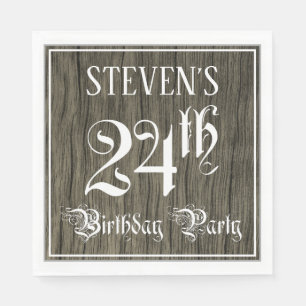 Serviette En Papier Fête du 24e anniversaire — Script fantaisie, Faux 
