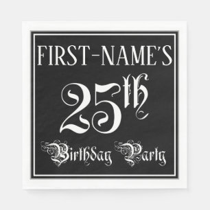 Serviette En Papier Fête du 25e anniversaire — Script fantaisie + N