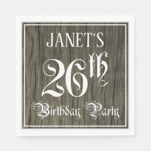 Serviette En Papier Fête du 26e anniversaire — Script fantaisie, Fa