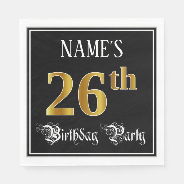 Serviette En Papier Fête du 26e anniversaire — Script fantaisie, Faux  (Devant)