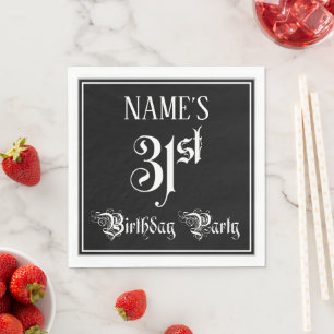 Serviette En Papier Fête du 31e anniversaire — Script fantaisie + Nom
