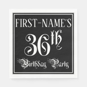 Serviette En Papier Fête du 36e anniversaire — Script fantaisie + Nom