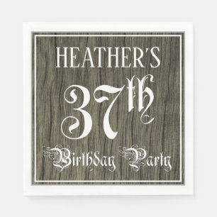 Serviette En Papier Fête du 37e anniversaire — Script fantaisie, Faux 