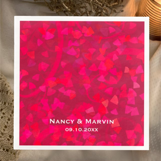 Serviette En Papier Fête du 40e anniversaire du Mariage de Ruby person (Add couples names and 40th anniversary date to this vibrant ruby gem pink red party napkin
)