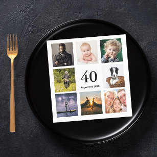 Serviette En Papier fête du 40e anniversaire photo collage gars