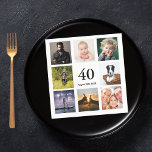 Serviette En Papier fête du 40e anniversaire photo collage gars<br><div class="desc">Une serviette pour une fête de 40e anniversaire pour un type,  célébrant sa vie avec un collage de 8 de vos photos. Modèles pour l'âge de 40 ans et une date. Date de naissance ou date de la fête. Lettres de couleur noire. Fond blanc.</div>