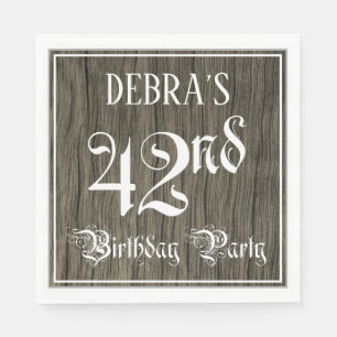 Serviette En Papier Fête du 42e anniversaire — Script fantaisie, Faux 