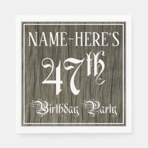 Serviette En Papier Fête du 47e anniversaire — Script fantaisie, Faux 