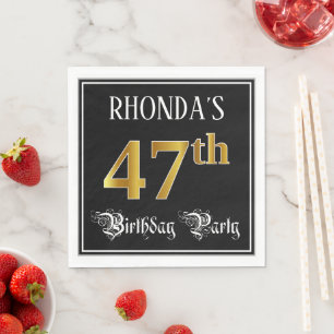 Serviette En Papier Fête du 47e anniversaire — Script fantaisie, Faux 