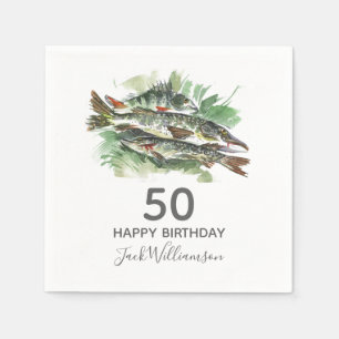 Serviette En Papier Fête du 50e anniversaire Pêche Poisson d'aquar