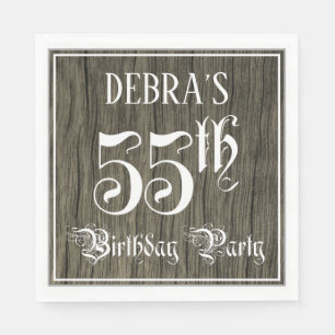 Serviette En Papier Fête du 55e anniversaire — Script fantaisie, Faux 
