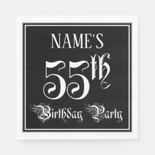 Serviette En Papier Fête du 55e anniversaire — Script fantaisie + N