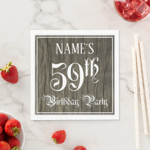 Serviette En Papier Fête du 59e anniversaire — Script fantaisie, Faux 