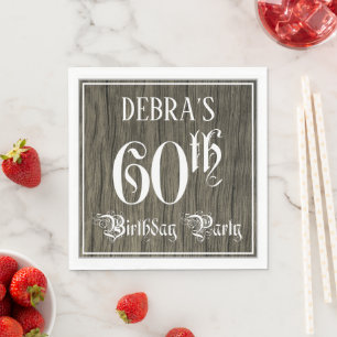 Serviette En Papier Fête du 60e anniversaire — Script fantaisie, Faux 