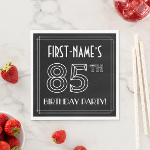 Serviette En Papier Fête du 85e anniversaire : Style Art Déco + Nom pe