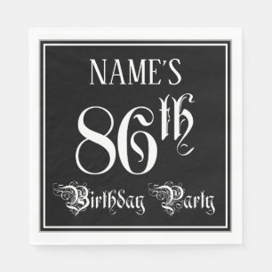 Serviette En Papier Fête du 86e anniversaire — Script fantaisie + Nom