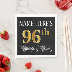 Serviette En Papier Fête du 96e anniversaire — Script fantaisie, Faux