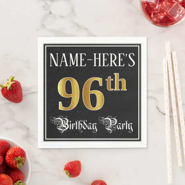 Serviette En Papier Fête du 96e anniversaire — Script fantaisie, Faux  (En situation)