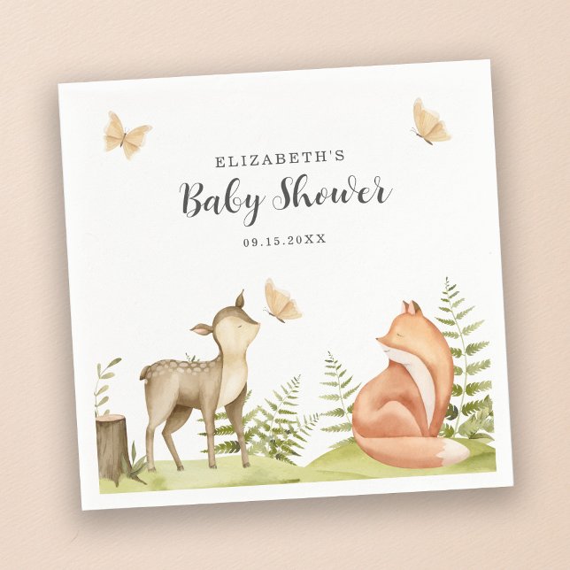 Serviette En Papier Fête du Baby shower des animaux des bois (Créateur téléchargé)