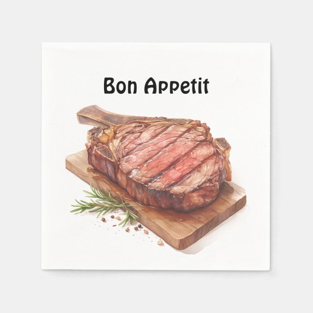 Serviette En Papier 🍖 🌿 "Fête du Carnivore" - Bon Appetit Napkins 🥩 (Devant)