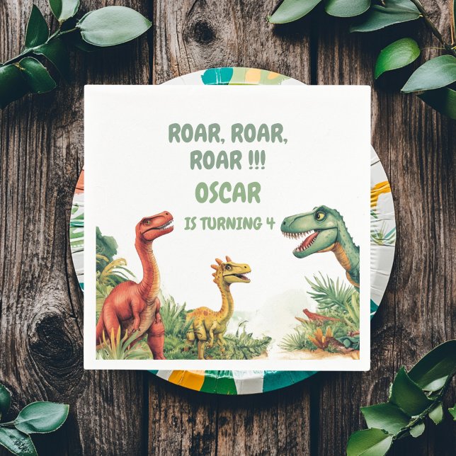 Serviette En Papier Fête du dinosaure du bon temps (Créateur téléchargé)