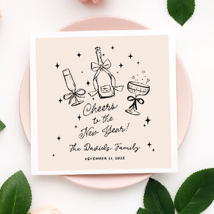 Serviette En Papier Fête du Nouvel An Moderne Dessinée à la Main