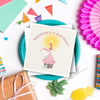Serviette En Papier Fête du premier anniversaire de la petite Miss Fil