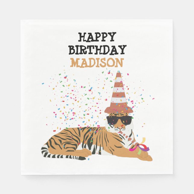 Serviette En Papier Fête du tigre - Animaux ayant une fête (Devant)