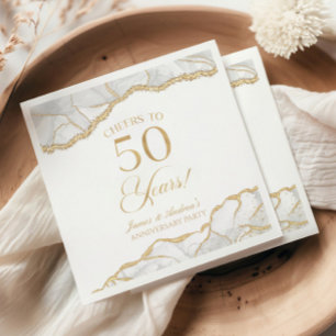 Serviette En Papier Fête élégante d'anniversaire de 50 ans en agate et
