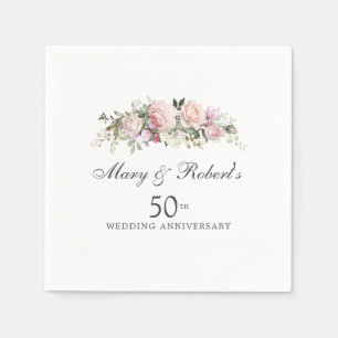 Serviette En Papier Fête élégante d'anniversaire de mariage de 50 ans 
