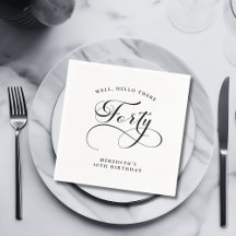 Fête élégante de 40 ans avec calligraphie tourbill