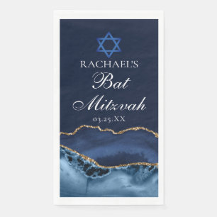 Serviette En Papier Fête élégante de Bat Mitzvah sur mesure bleu marin