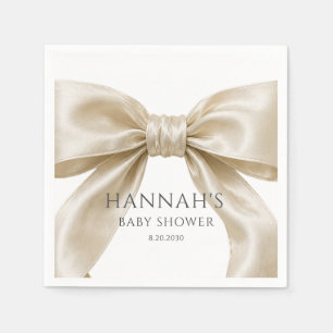 Serviette En Papier Fête élégante de bébé fille avec ruban de satin Ch