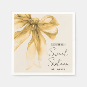 Serviette En Papier Fête élégante de Sweet 16 avec un arc doré coquett